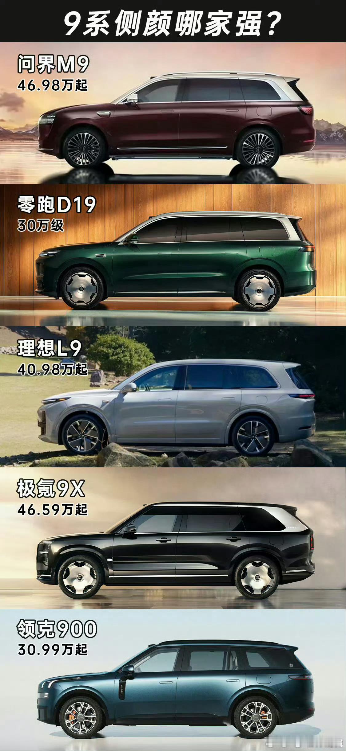 目前市面上几个9字辈的大哥，如果不用花钱，白送你一辆，你会选哪一款？​​​