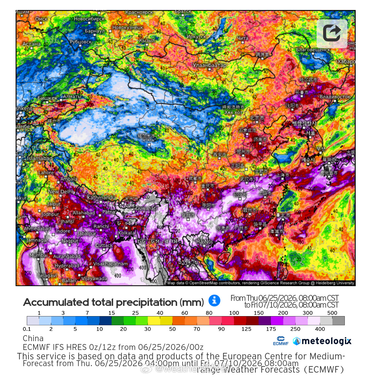 【月底前雨带再北抬】25-27日，主雨带位于江南南部，雨势较前期有所减弱；28日