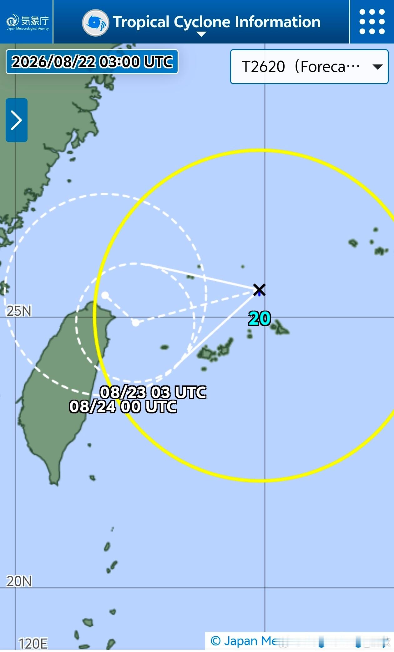 台风简拉维今天中午日本气象厅将台湾东侧低压（原扰动94W）升级编号为20号台风