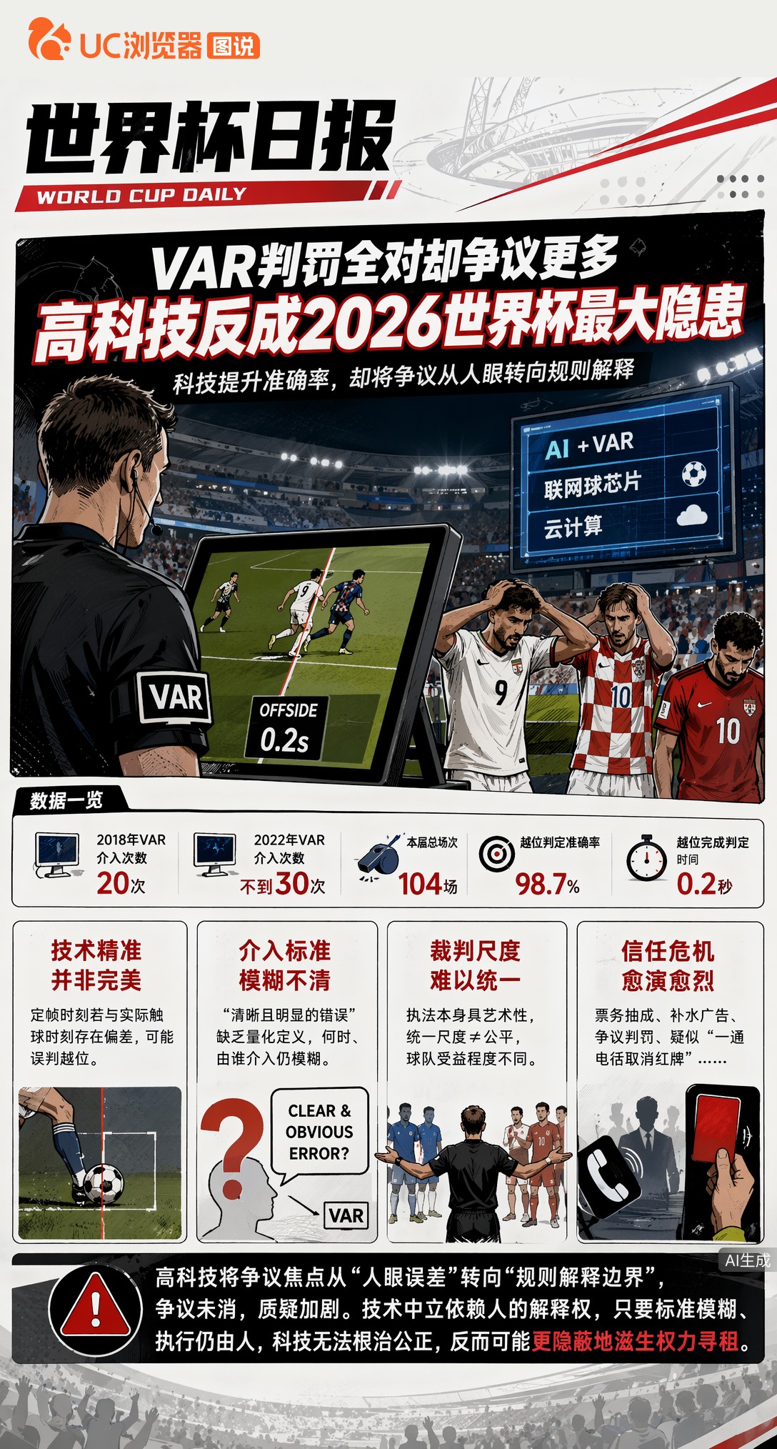 VAR判罚全对却争议更多，高科技反成2026世界杯最大隐患