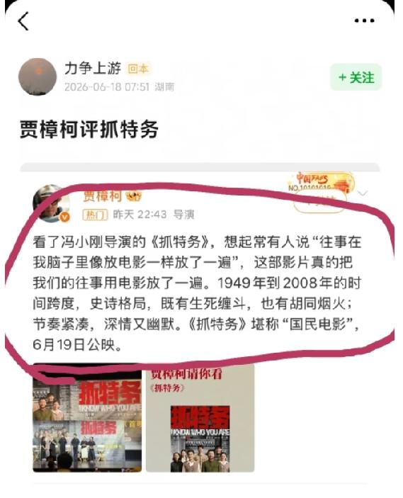 贾樟柯导演评电影《抓特务》:堪称“国民电影”，可这部电影真的有这么好看吗？电影相