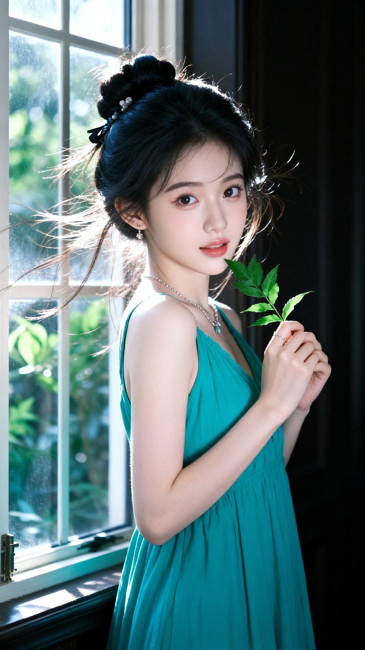 碧叶盈盈，美人倚窗。何种美人堪称东方美人东方气质美人古典温婉美女