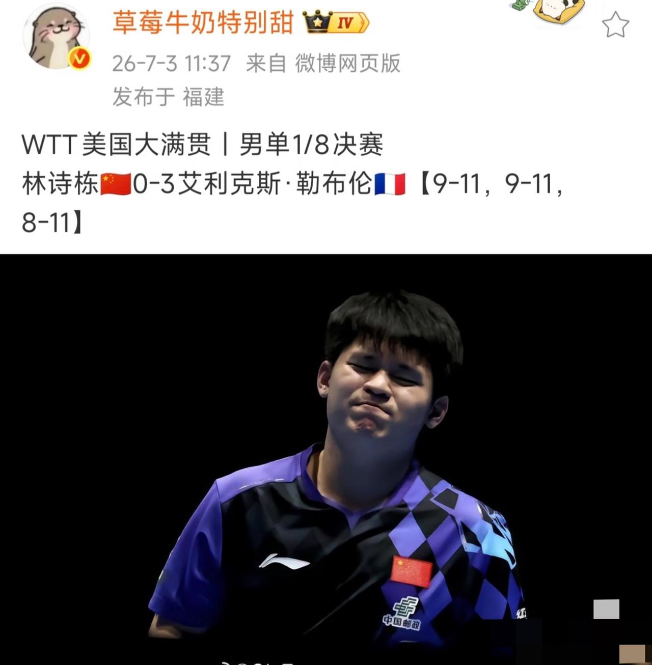 王楚钦输林德我能忍受，王曼昱输佐藤瞳我也能忍受，唯一让我忍无可忍的是，林诗栋