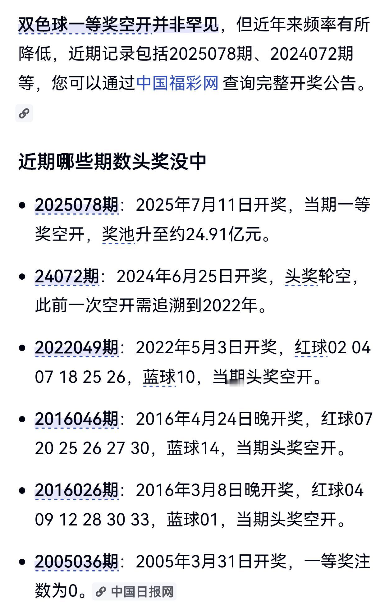 确实没有想到，当期一等奖会直接空开！回顾近年来双色球一等奖开出0注的现象，上一次