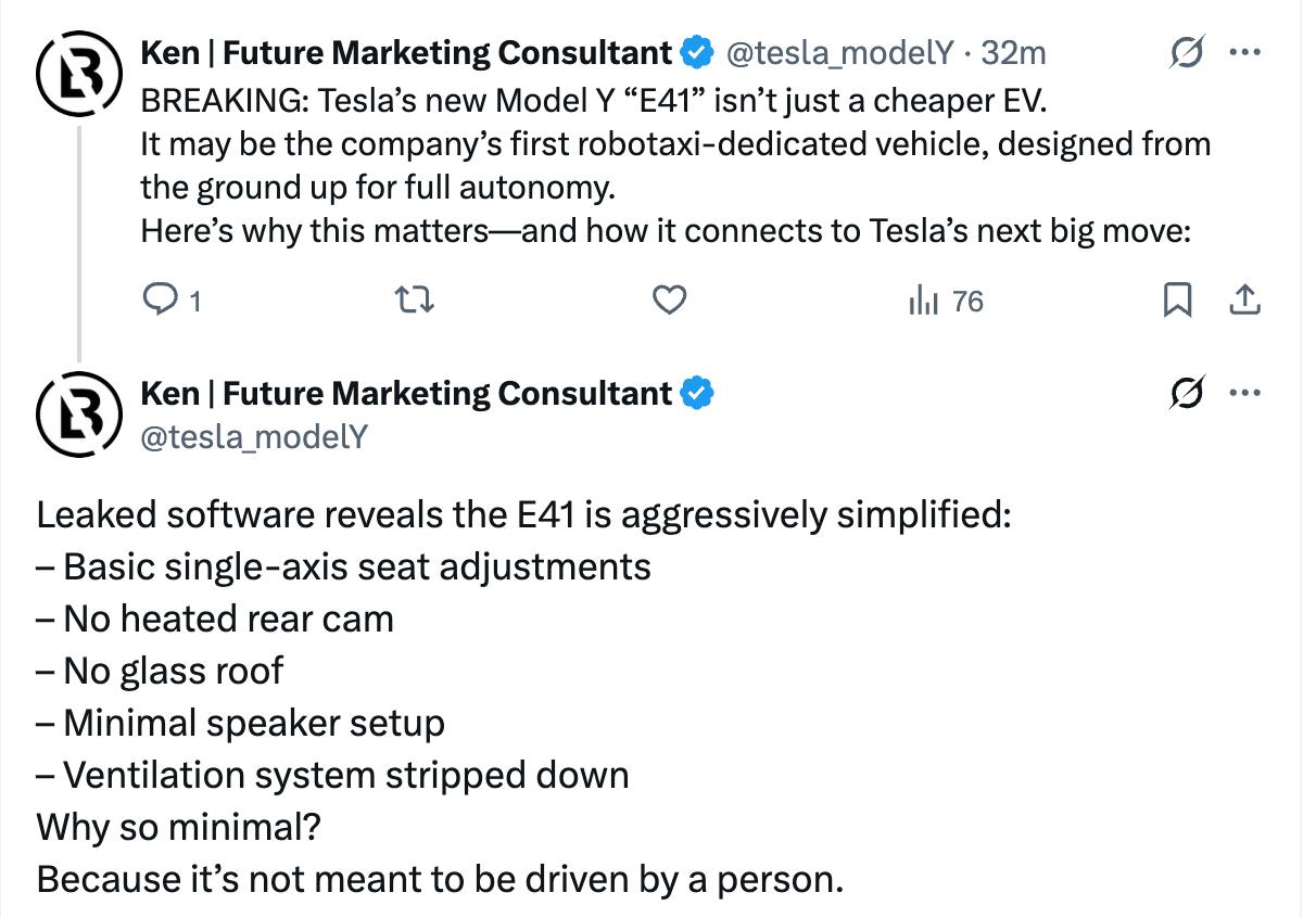 关于更便宜版本ModelY，搞不好20万内就能拿下，不过它可能减配得连老特斯拉