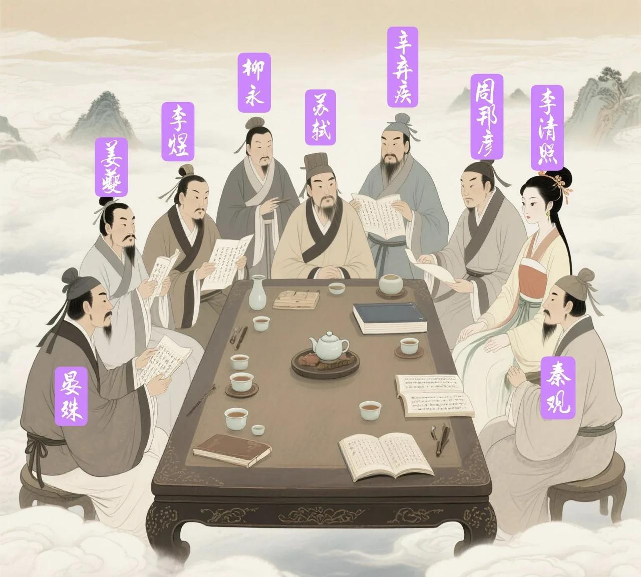 古代词人有很多，但有资格上桌的只有这9位，苏轼毫无疑问的c位，辛弃疾和柳永分列二