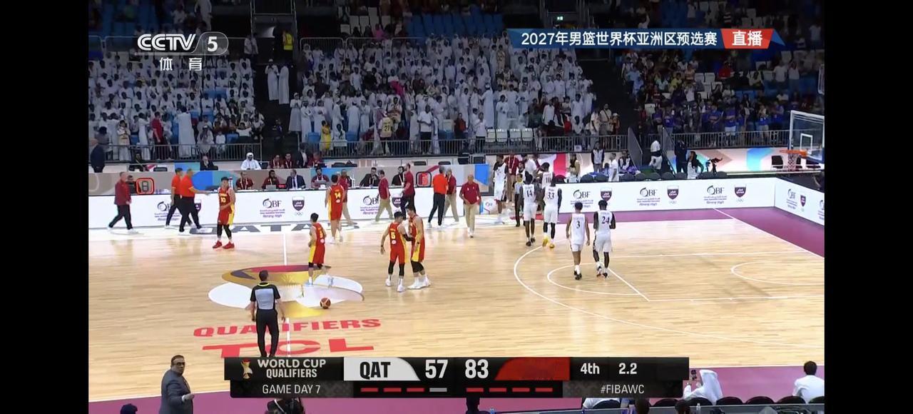 男篮世界杯，中国队83：57大胜卡塔尔，感谢卡塔尔以锻炼队伍的目的，参加这场比赛