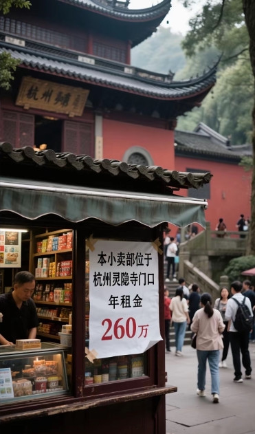 想算一算年租金260万的灵隐寺小卖部一年能赚多少钱。假设该小卖部日均接待750名
