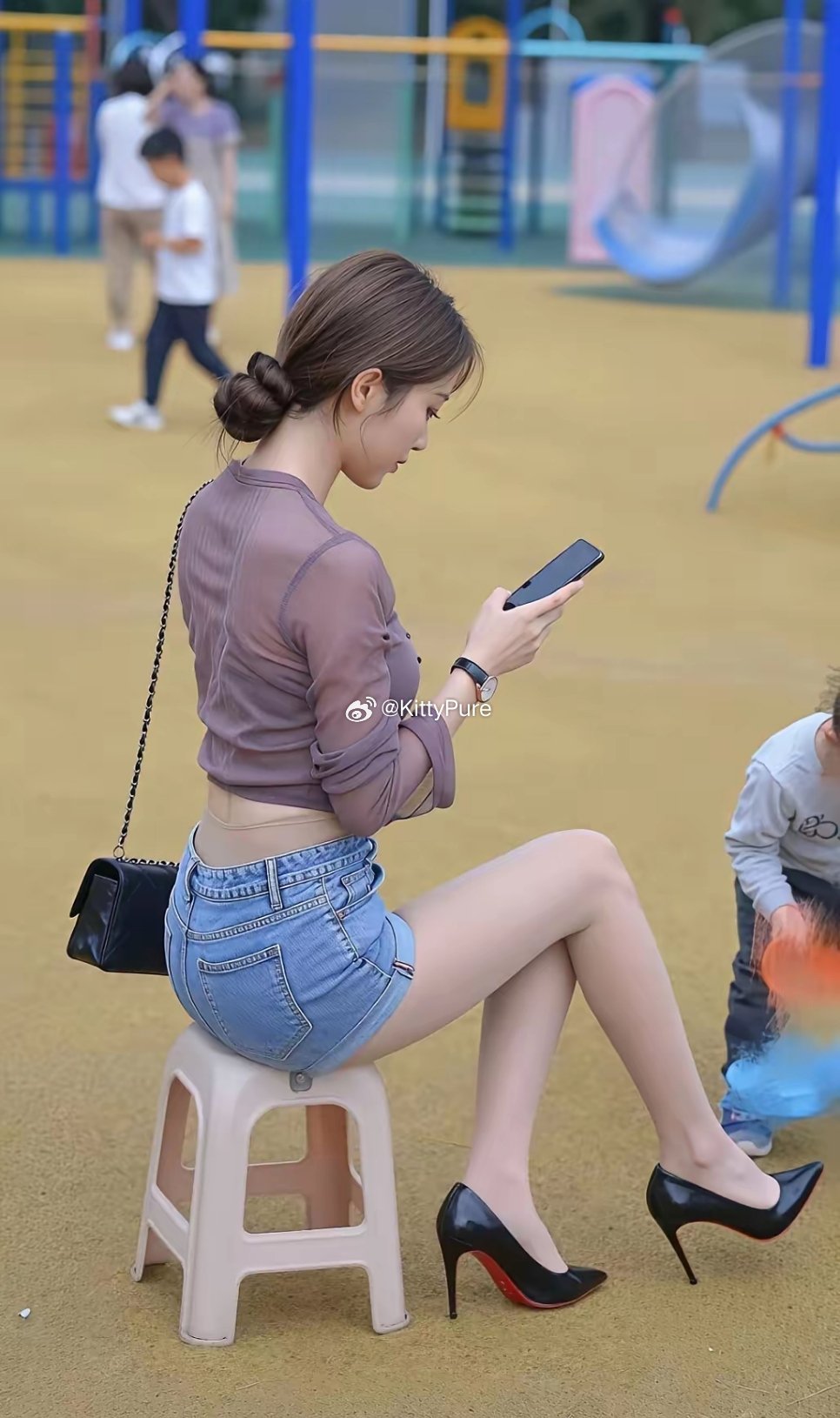 虽然人漂亮，但丝袜拉这么高好看吗？