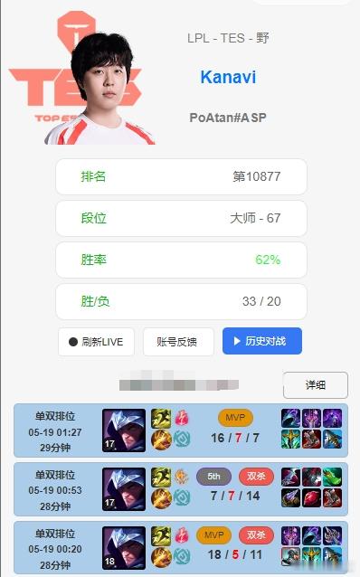 没毛病！Kanavi选出男刀比赛研发i5赛后仍在韩服中继续加练在昨日的LPL登