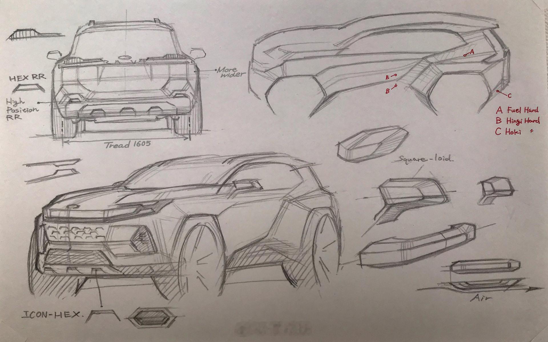 丰田新一代RAV4设计稿（上）外型（图自丰田）未完待续……CSC新闻​​​