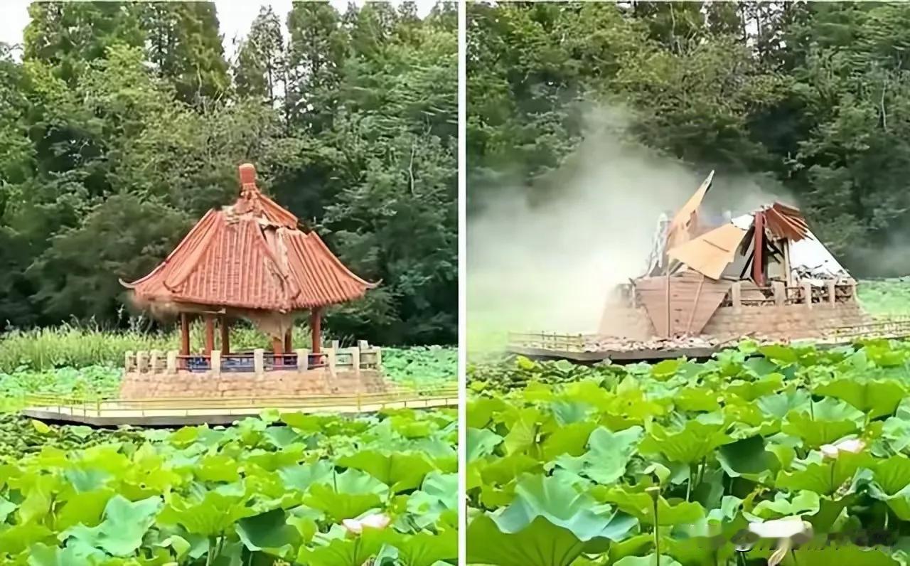 王铎：青岛小西湖亭子訇然倒塌真是，不奇怪。青岛中山公园小西湖的亭子，在重新装修