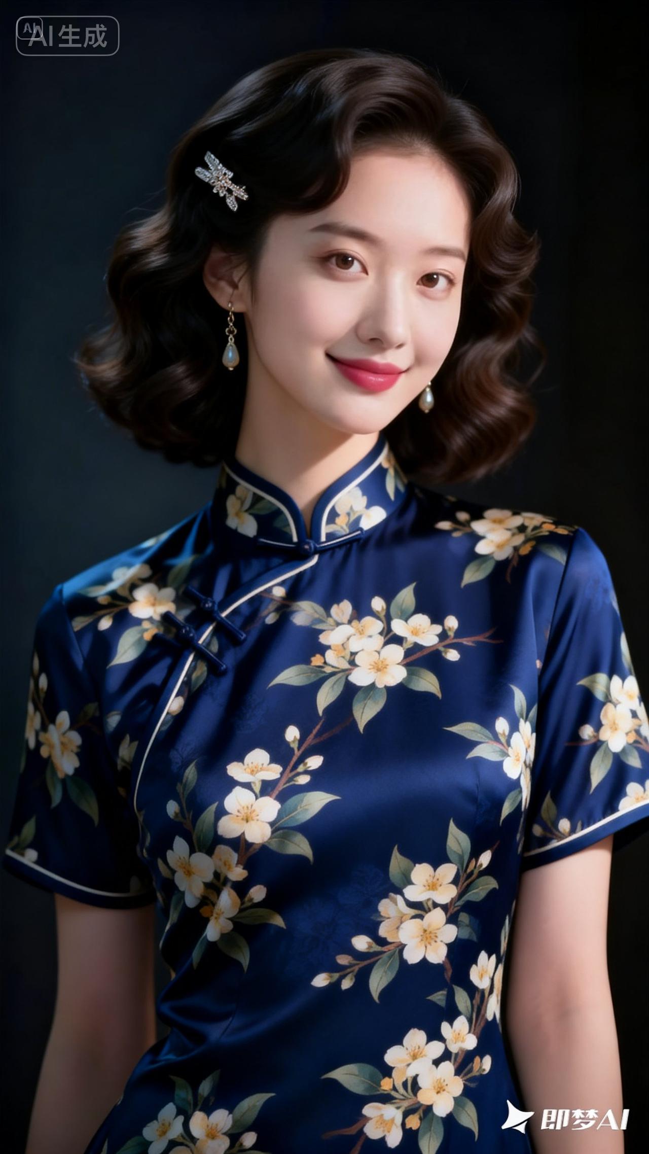 优雅蓝花旗袍，复古风韵十足！🌸✨