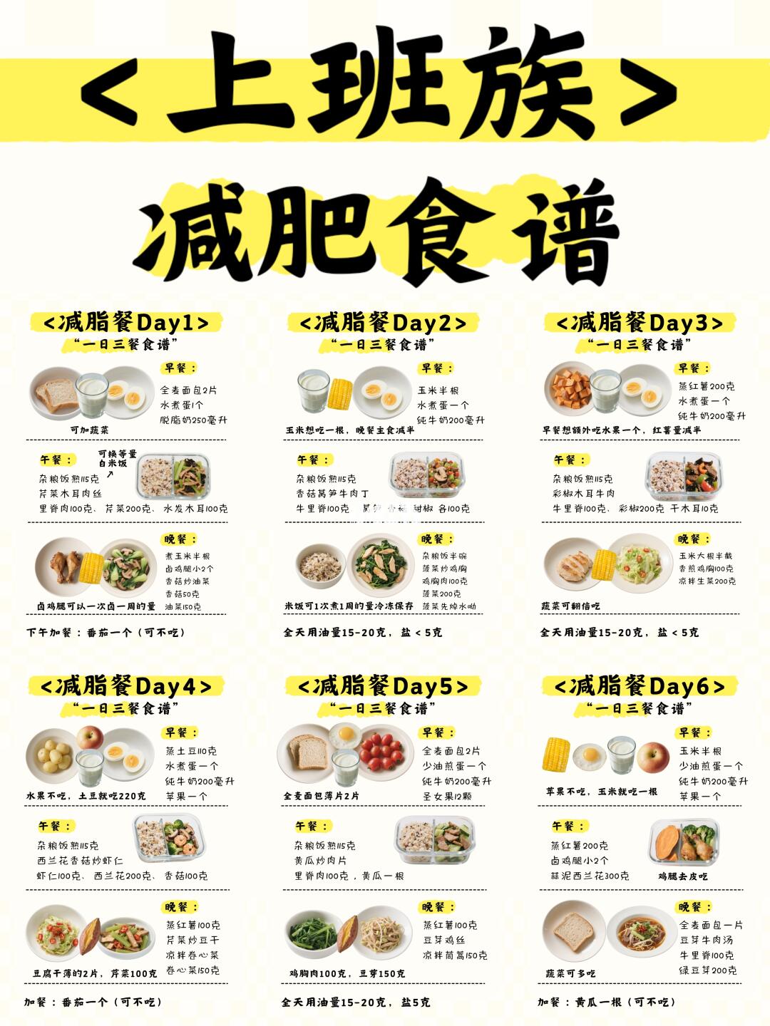 太可了吧❗️上班族一周不重样减肥食谱