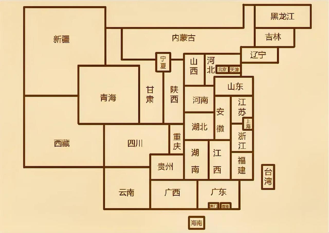 天呐！这位网友真有才，用一个个方块就轻松绘制出了一张简易版中国地图，非常的简单明