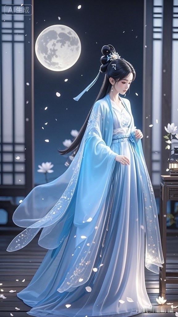 月夜仙子，轻纱飘逸，花影婆娑，梦回古风。