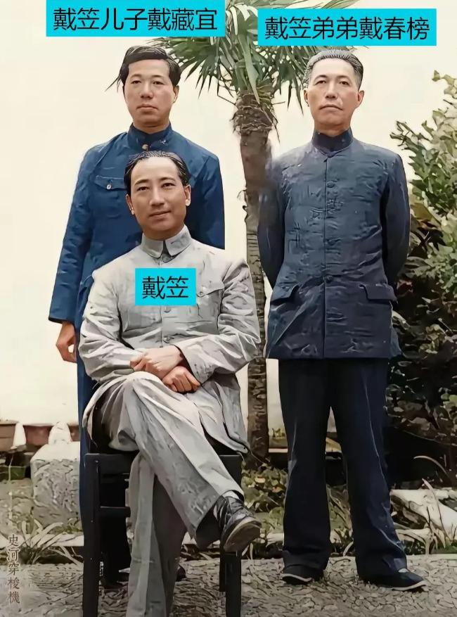 戴笠、弟弟戴春榜、儿子戴藏宜三人的结局。戴笠空难49岁死亡，戴春榜51岁被枪毙，