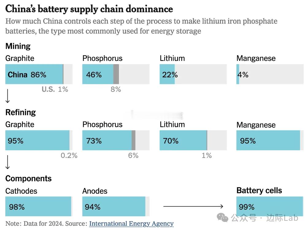 2024年全球磷酸铁锂（LFP）电池产业链呈现出极度集中的单极化格局，中国企业不