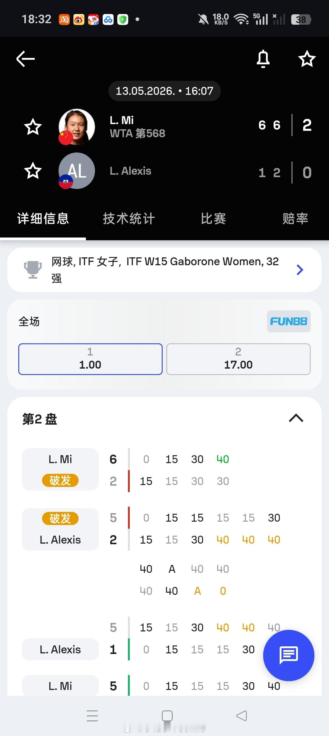 小花小草资讯【博茨瓦纳🇧🇼W15】女单正赛第一轮🇨🇳头号种子米兰6
