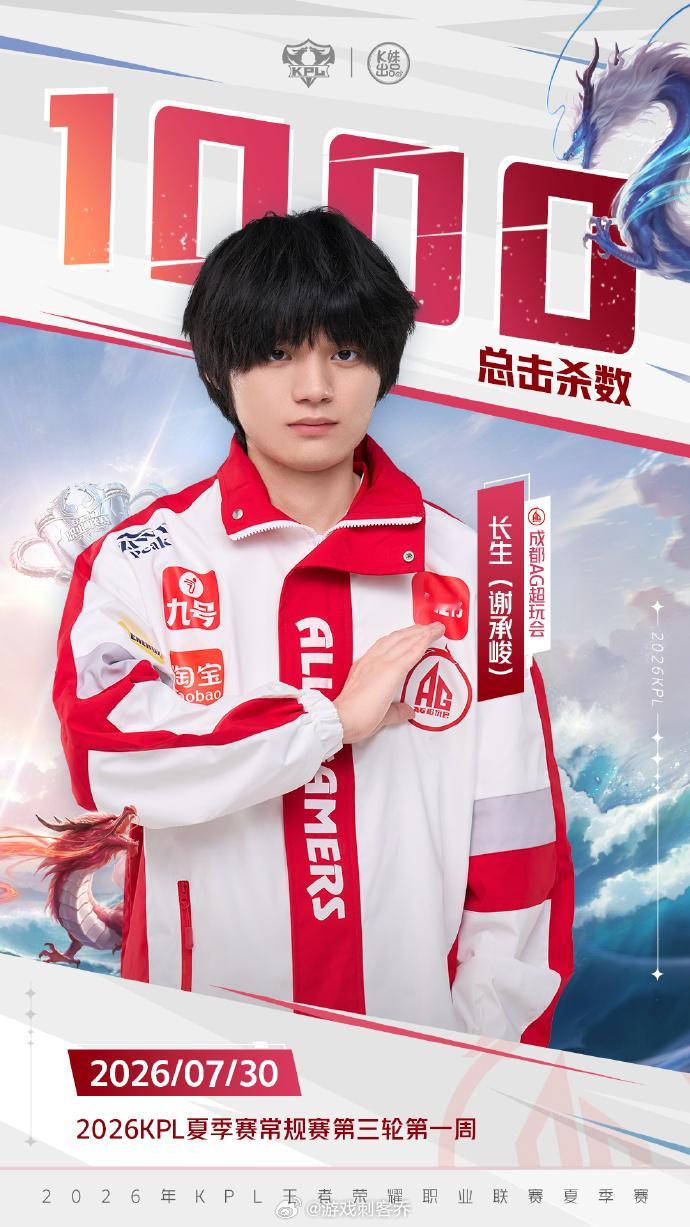 长生达成联赛1000击杀里程碑如约而至！对阵JDG对局长生操刀海月斩获个人KPL