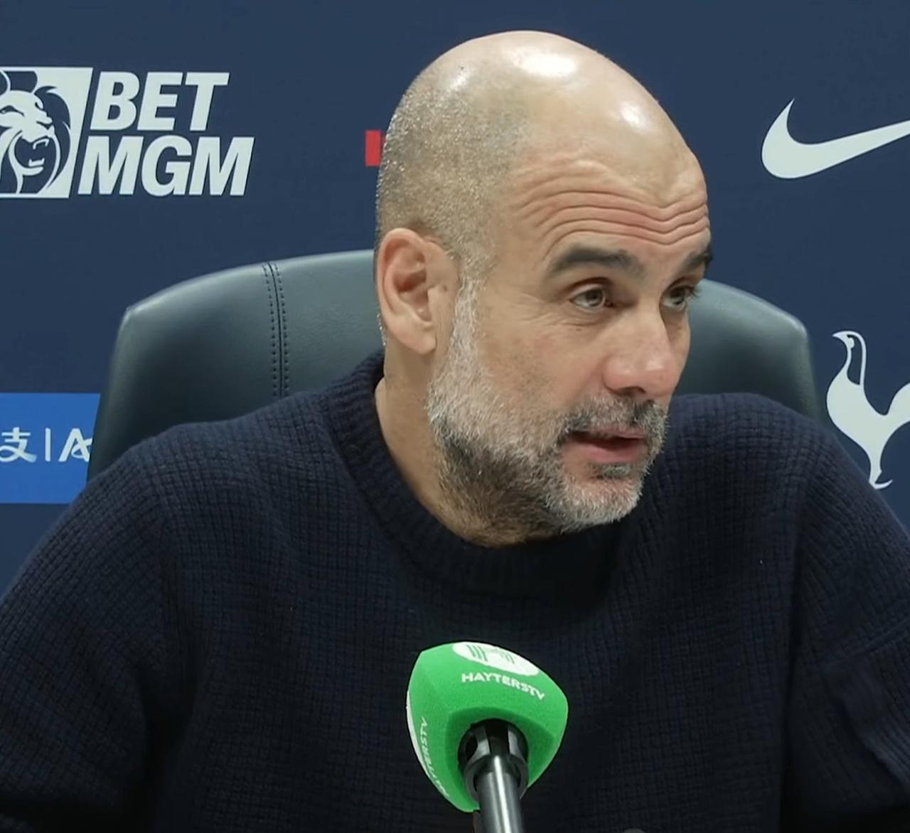 【瓜帅愤怒：VAR跑哪去了】热刺2-2战平曼城，瓜迪奥拉对索兰克的第一粒进球被判