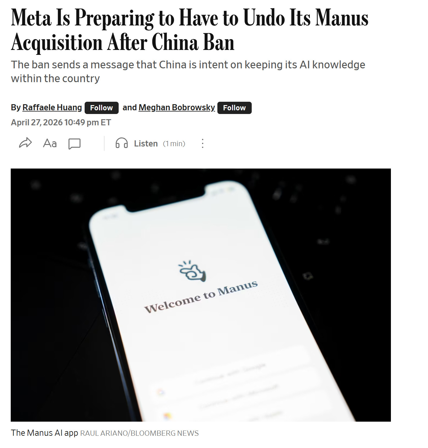 据『华尔街日报』刚刚从信源处获得的消息：Meta正在准备撤销其对人工智能初创公