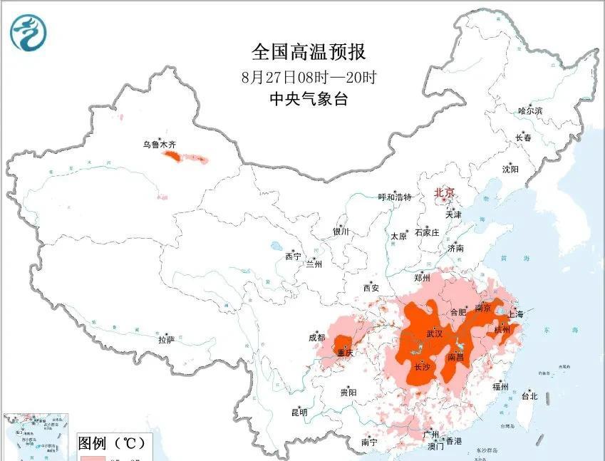 南方地区大范围高温持续，浙江等地高温或持续到9月最近几天，我国南方地区大范围高