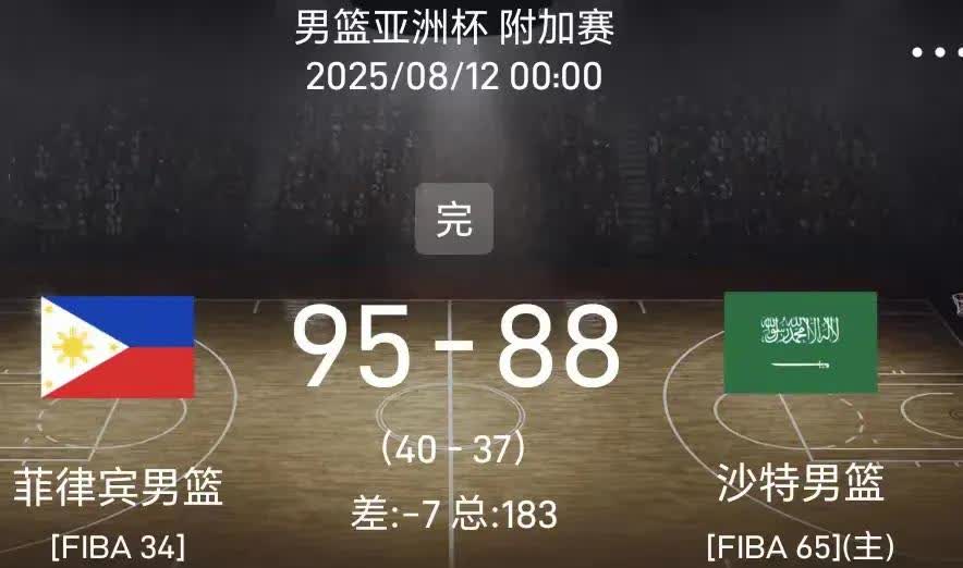 原来东道主沙特替中国男篮做了嫁衣！随着菲律宾历经加时95：88赢了沙特，终于知道