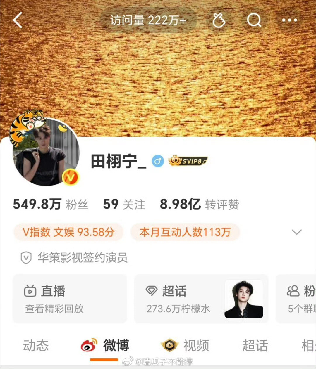 田栩宁微博涨粉这谁能想到，田栩宁微博没掉粉还涨粉了