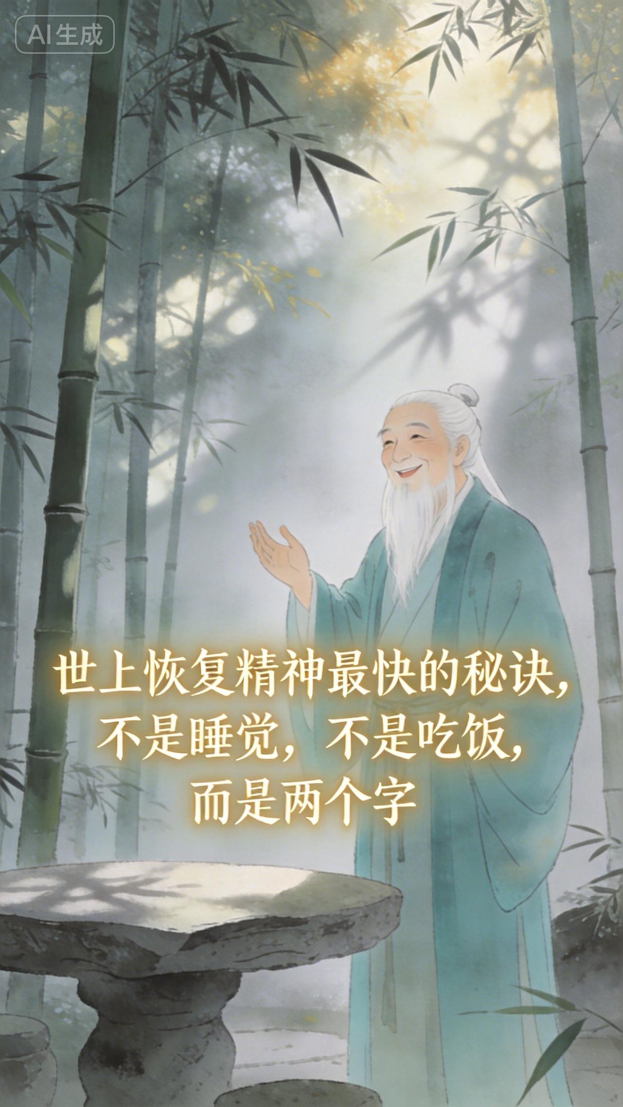 老道长说：世上恢复精神最快的秘诀，不是睡觉，不是吃饭，而是两个字。你发现没有