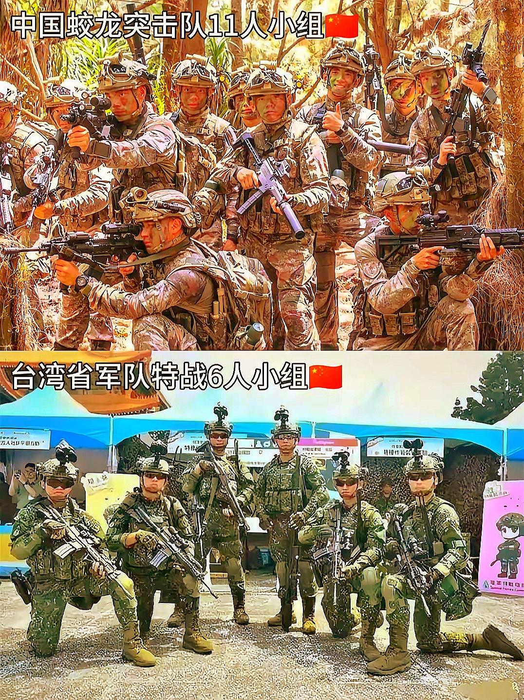 特战队+武警队+陆战队+特警队。大陆与湾湾省的对比，特别是在穿着打扮+...