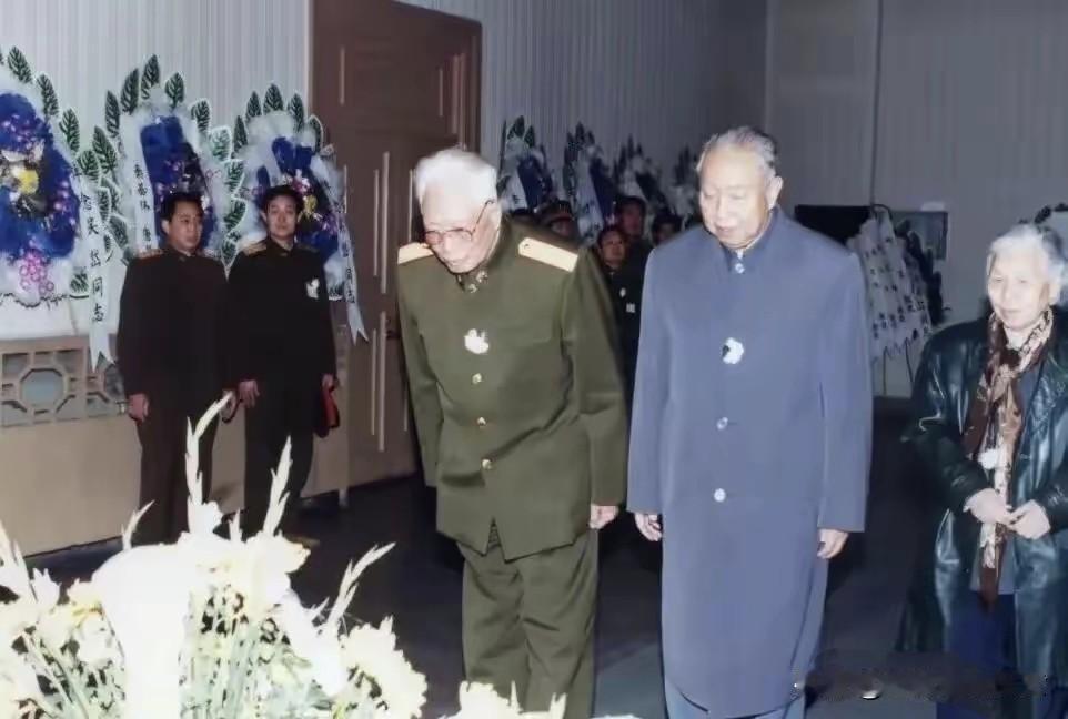 1996年11月，开国少将吴岱遗体告别仪式肃穆举行，华老与张震将军亲临现场吊唁送
