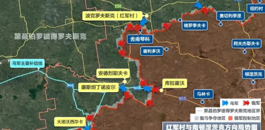 从俄乌战场形势来看，如果俄军攻占了红军城，俄在乌克兰的战事就将结束了。从地图上
