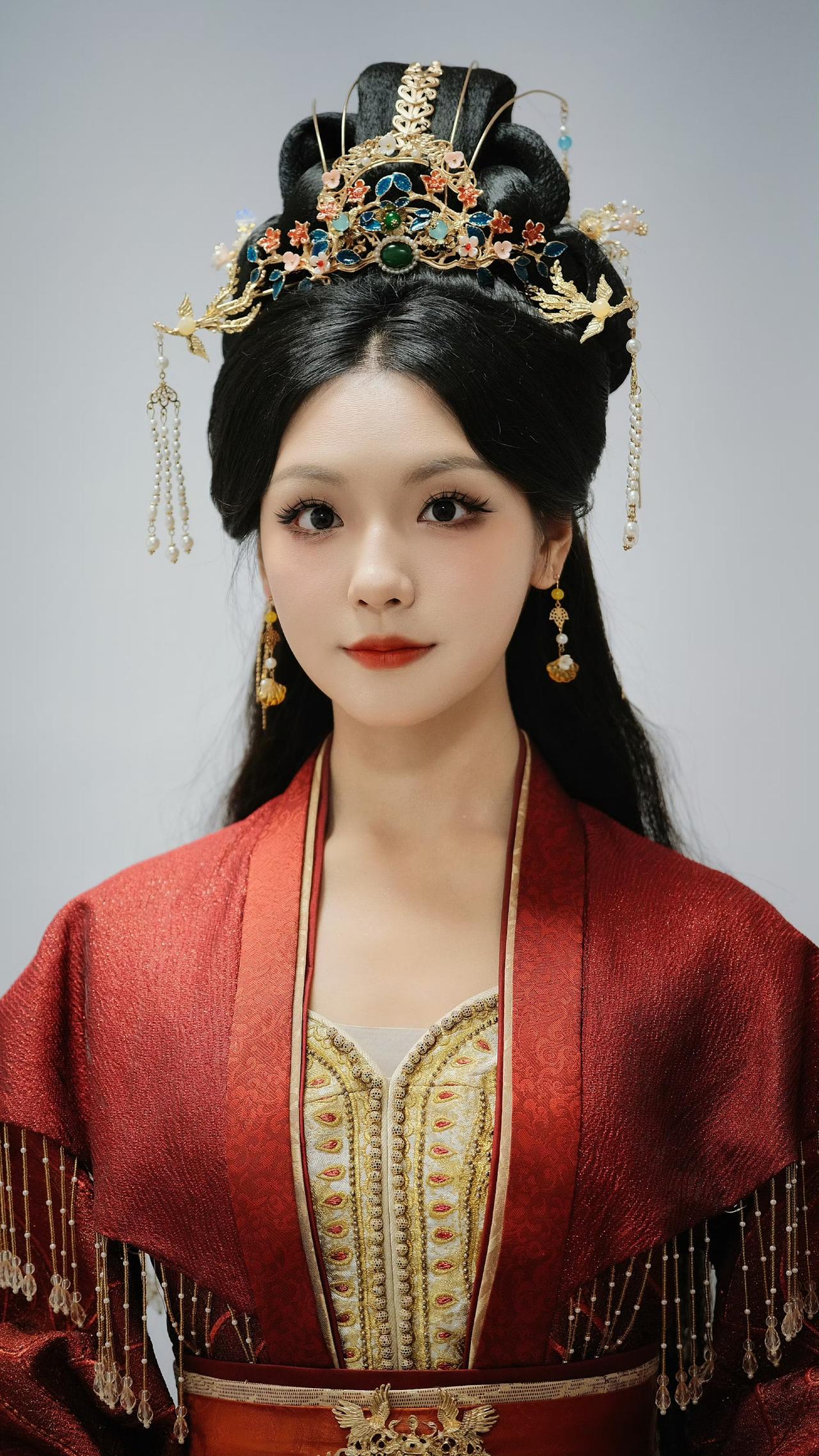 红衣美人，金钗映日。王云云