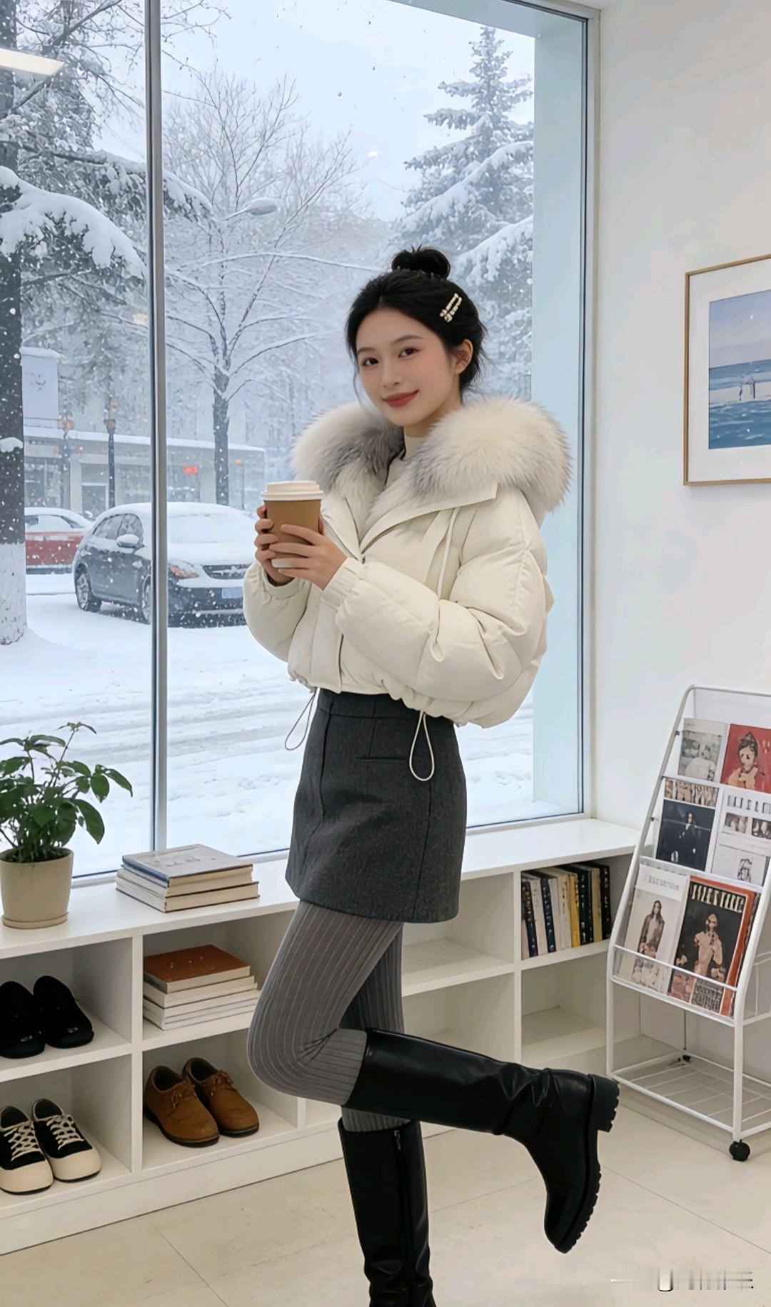 雪中捧杯暖，窗下观景寒。