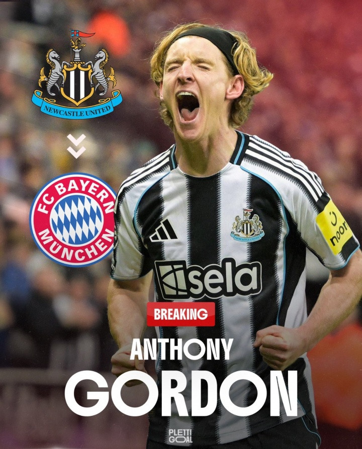 4月14日讯德天空消息，拜仁正在认真考虑引进纽卡边锋戈登。这名25岁的左边锋，