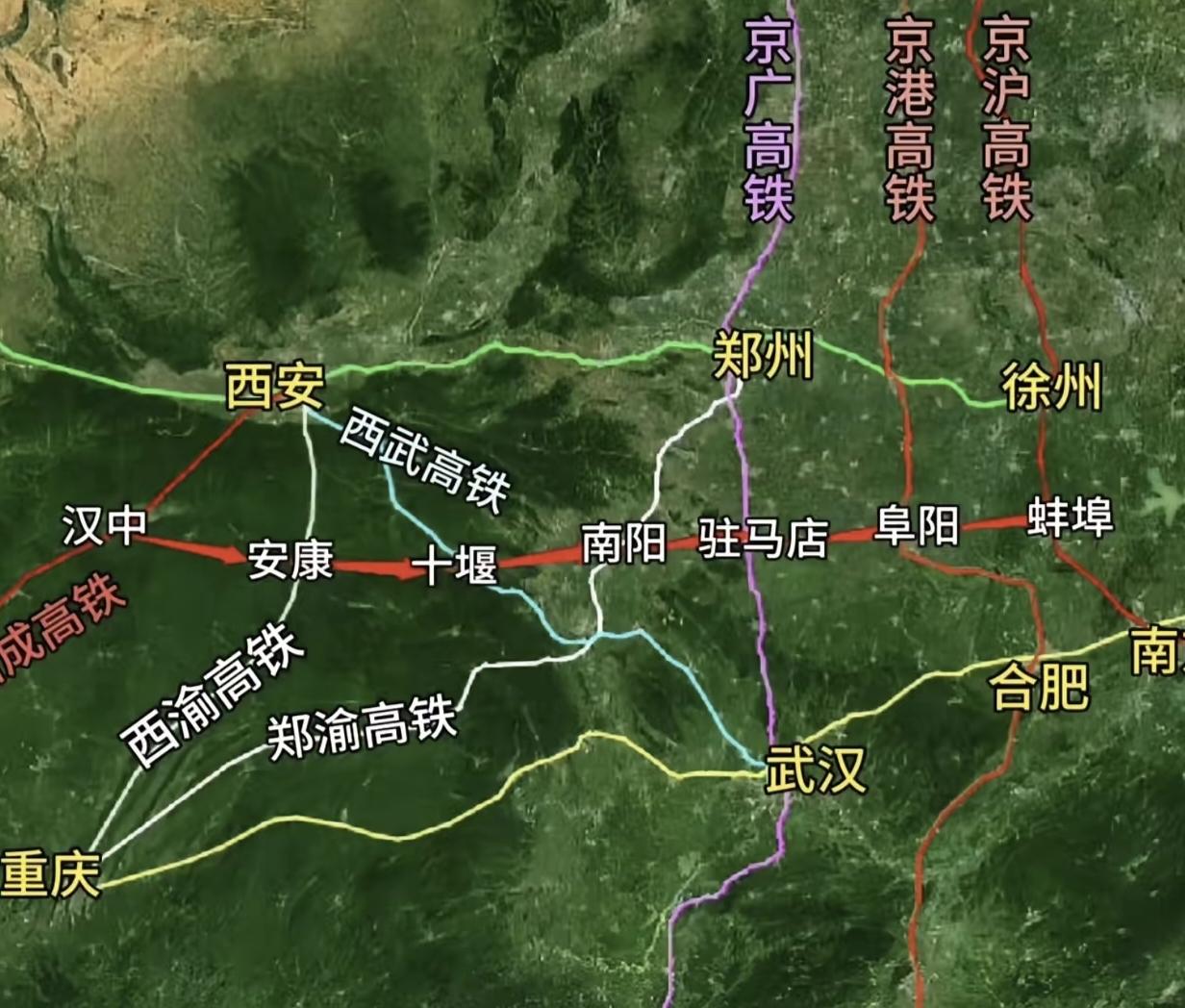 在徐兰高铁通道和沪蓉高铁通道之间广大区域中还可以形成一条新的高铁通道，就是汉中过