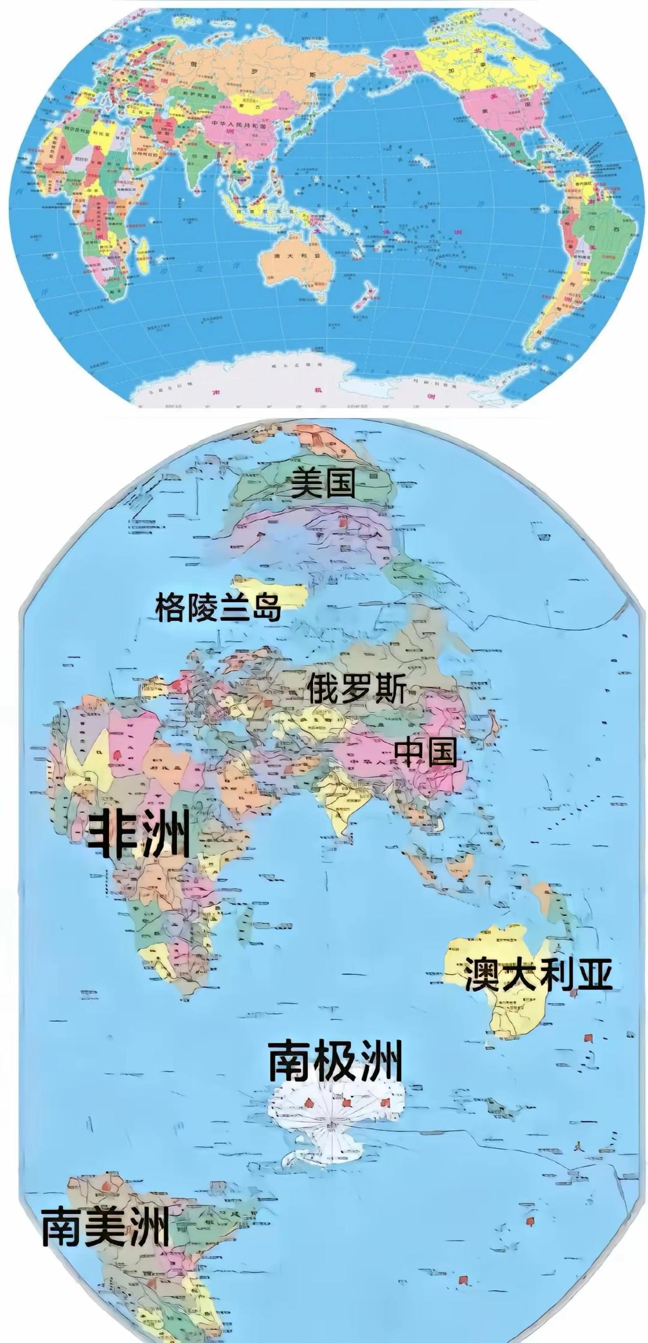 我们被横版地图误导了上百年！中国与美国只隔一个国家俄罗斯。