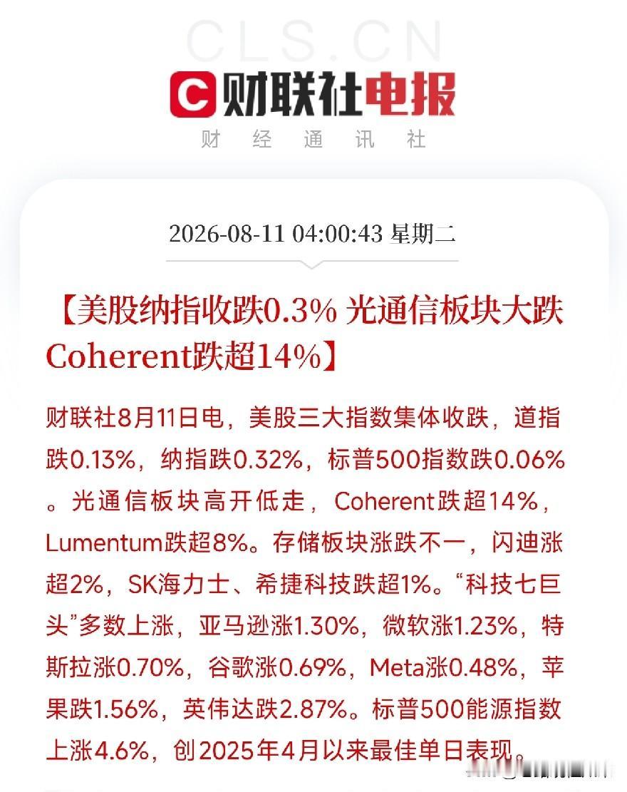 凌晨4点，美股收盘，一场深刻的裂痕再次在科技股内部撕开纳指小幅收低，但刺眼的