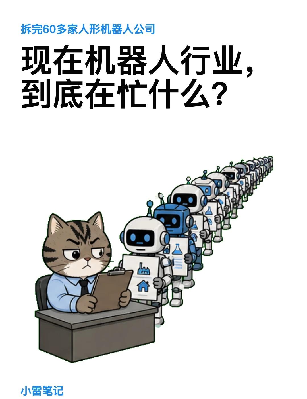 现在机器人行业到底在忙什么？最近看了60多家人形机器人公司，发现大家主要在忙五