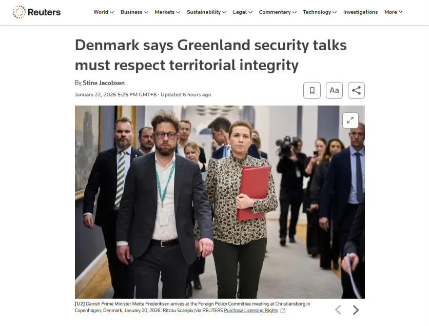 据英国路透社报道，在美国总统老特宣布他和北约秘书长吕特搞出来一个格陵兰岛未来协议