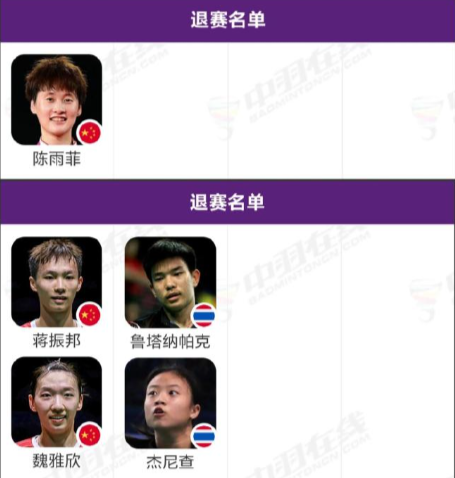 陈雨菲、蒋振邦魏雅欣退出亚锦赛什么情况什么情况！！！国羽女单陈雨菲混双蒋魏退出