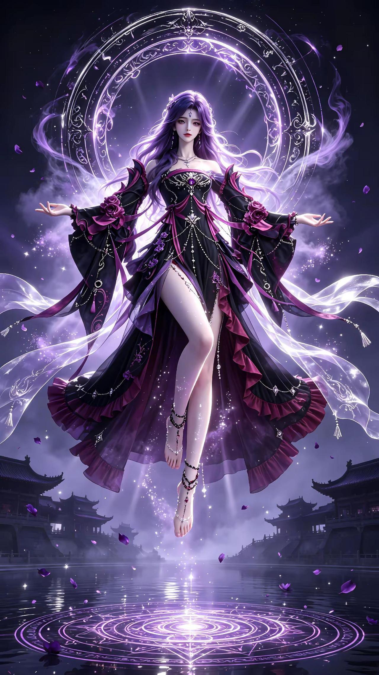 紫发为澜，神环为曜。国漫女神ai创作