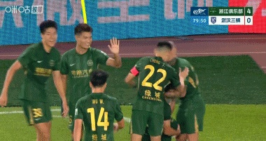 浙江队又进球了，比赛已经来到4：0，这次进球球员换成了替补上场的方昊，浙江队通过