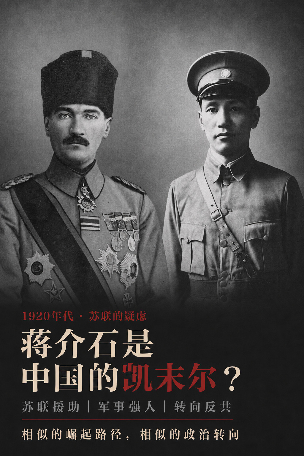 在蒋介石1927年清党之前，有传言说蒋介石是中国的凯末尔，导致苏联心生疑虑。讲述