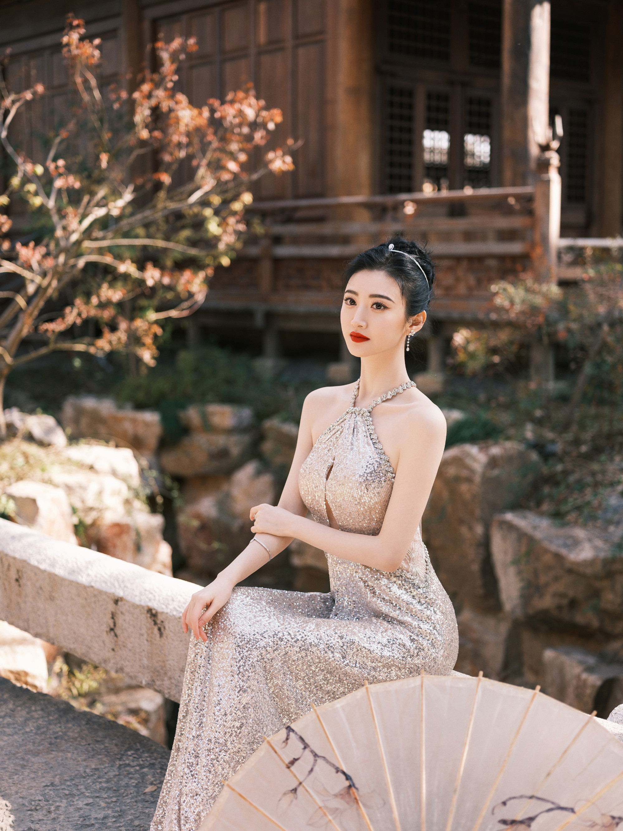 景甜，淡粉佳人，浪漫柔美。景甜