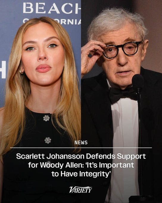 斯嘉丽·约翰逊最近在接受《每日电讯报》专访时，再次谈到了对导演伍迪·艾伦的支持。