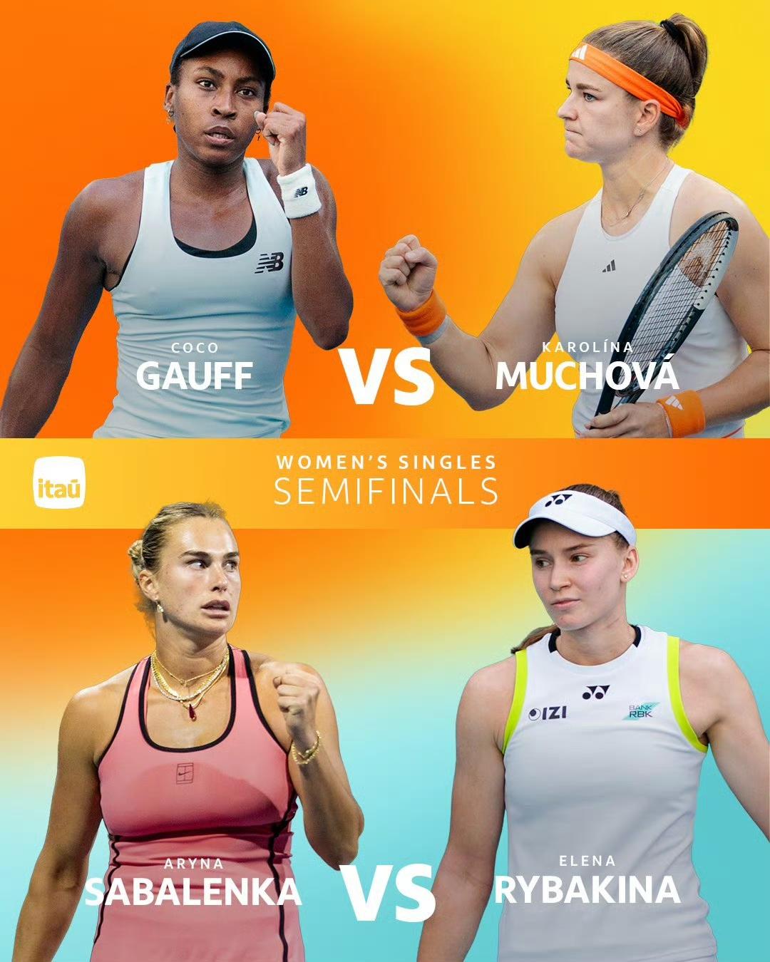 WTA迈阿密1000赛女单半决赛赛程!3月27日3点【4】高芙vs穆霍娃