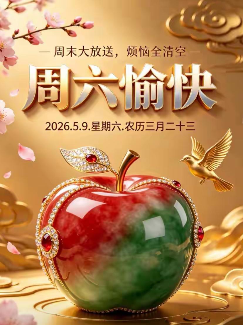 5/9.周六初夏朝晖暖.福运绕身畔清风徐徐入初夏，朝晖融融照万家