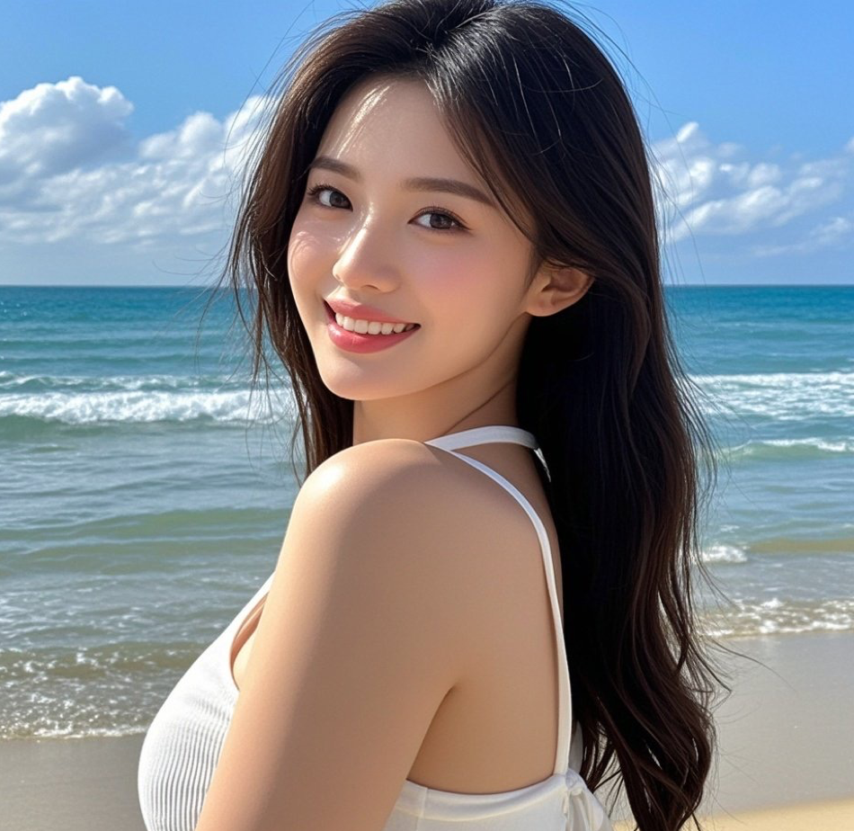 妩媚少妇海边留影，比基尼勾勒曼妙身姿